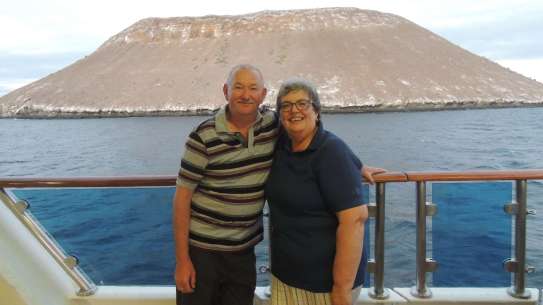 Margaret and Sandy Lindsay, Christian Aid legators, on their trip to the Galapagos Islands.