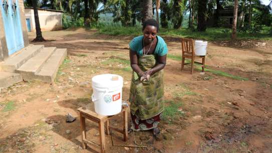 Harerimana Gloriose at a coronavirus awareness raising session on coronavirus in Rumonge.