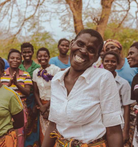 Margaret Nsona and her friends dancing in Chikwawa, Malawi