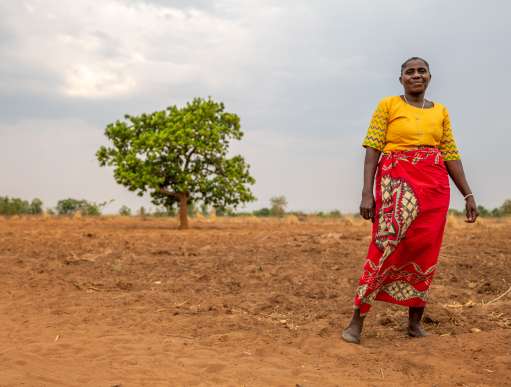 Woman in field in Malawi