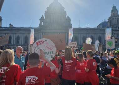 Christian Aid Ireland supporters take part in Belfast's Climate Strikes