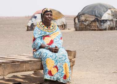 Kubo Chamuset outside of her home in northern Kenya.