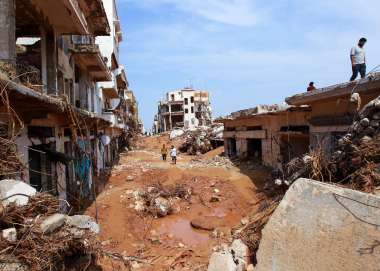 Damage caused by flash floods in Derna, eastern Libya